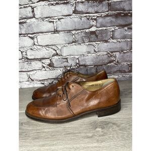 Pronto Uomo Brown Leather Split Toe Lace Oxford Dress Shoes Men Sz 10.5M US/44EU